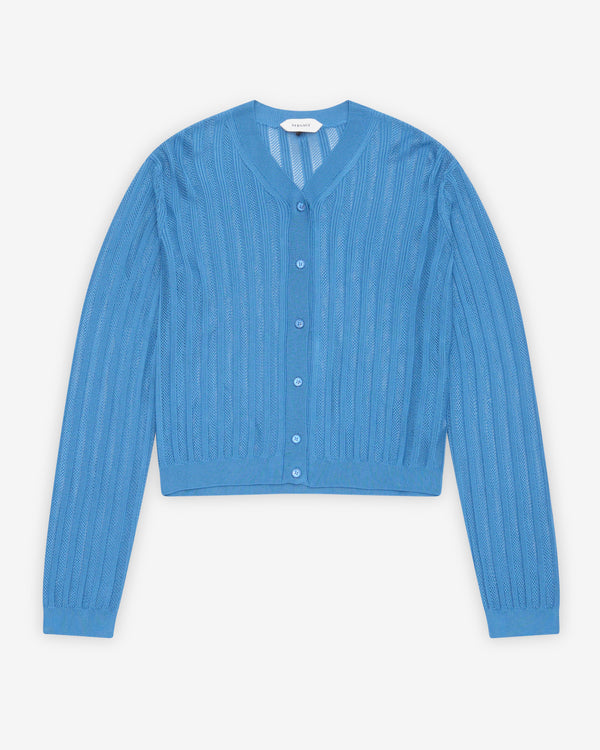 Versace - Women's Viscose Mesh Ribbed Knit Cardigan - (Blue)