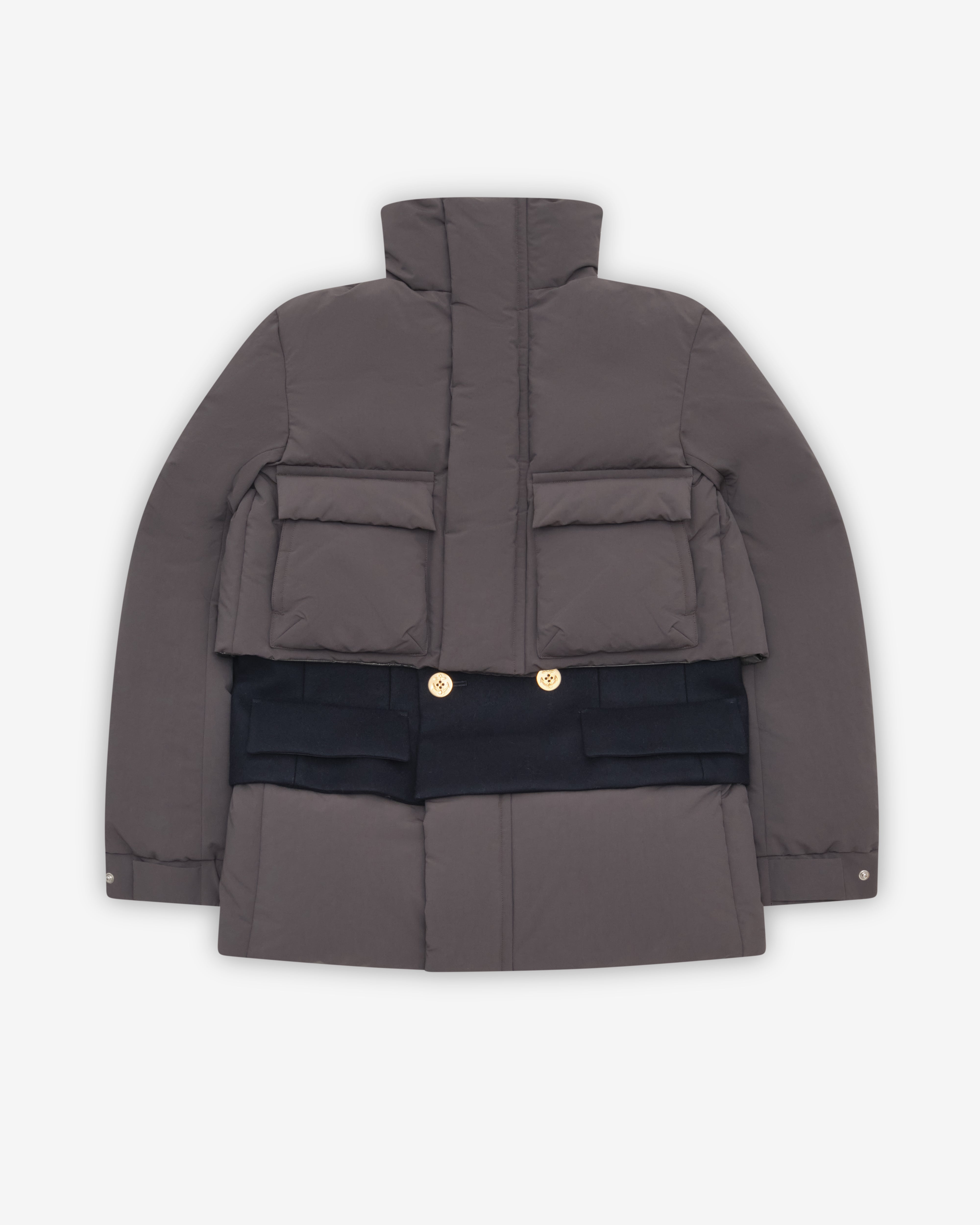 khakipoint アウター charcoal Sacai: Women's Puffer Jacket (Khaki/Navy) | DSMNY E-SHOP