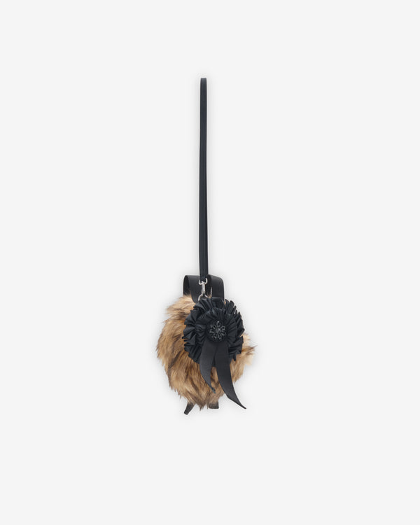 Simone Rocha - Women's Embellished Mini Faux Fur Double Ribbon Rosette Bag - (Brown/Black)