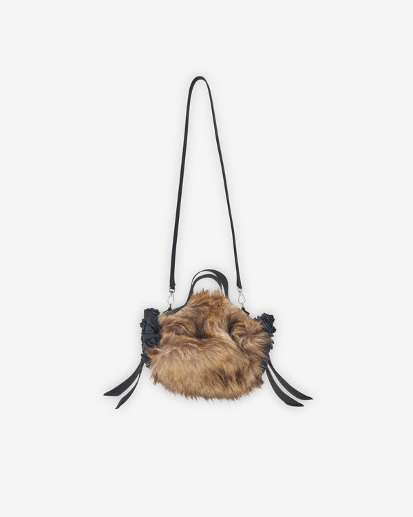 Simone Rocha - Women's Embellished Mini Faux Fur Double Ribbon Rosette Bag - (Brown/Black)