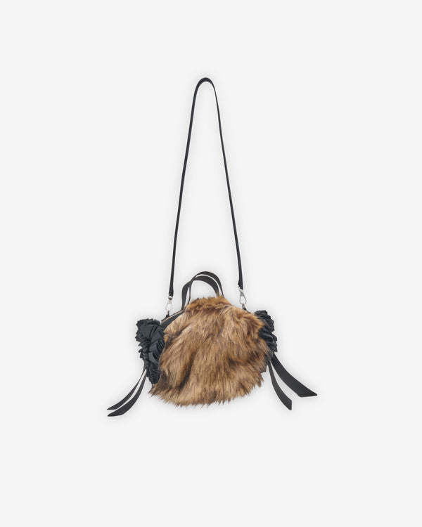 Simone Rocha - Women's Embellished Mini Faux Fur Double Ribbon Rosette Bag - (Brown/Black)