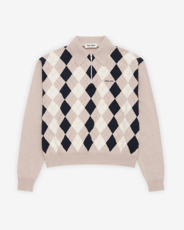 Miu Miu - Women's Cashmere Polo Sweater - (Beige)