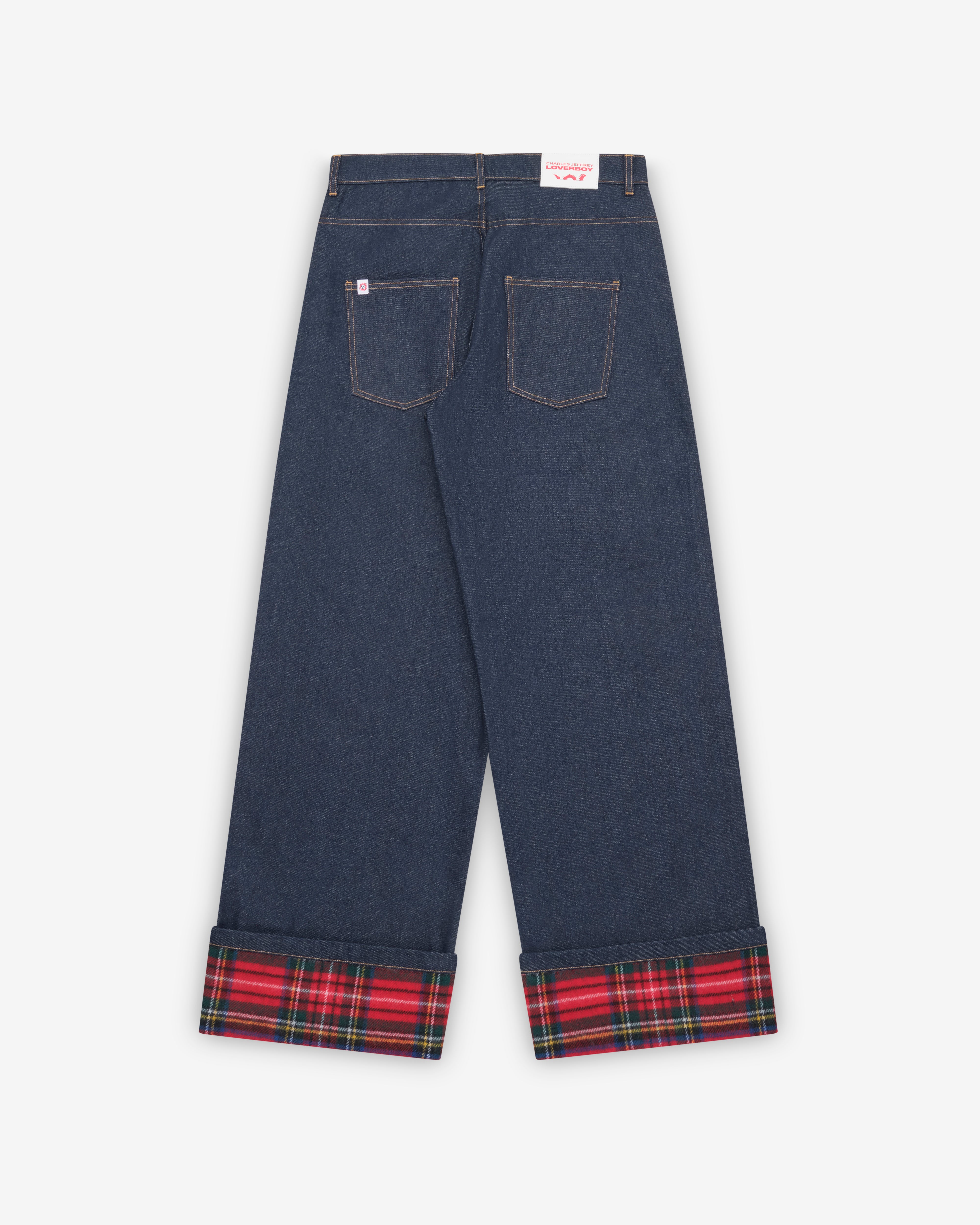Charles Jeffrey Loverboy: Men's Scarf Wide Leg Jeans (Blue