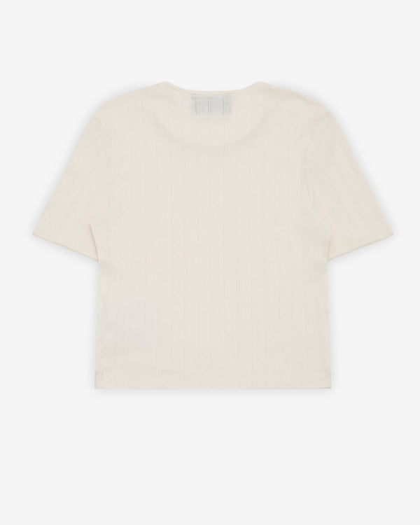 Simone Rocha - Women's Cropped Pointelle T-Shirt - (Ecru)