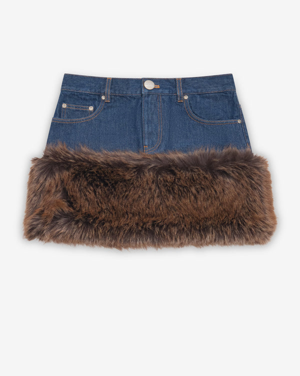 Marc Jacobs - Women's Faux Fur Denim Mini Skirt - (Dark Indigo)
