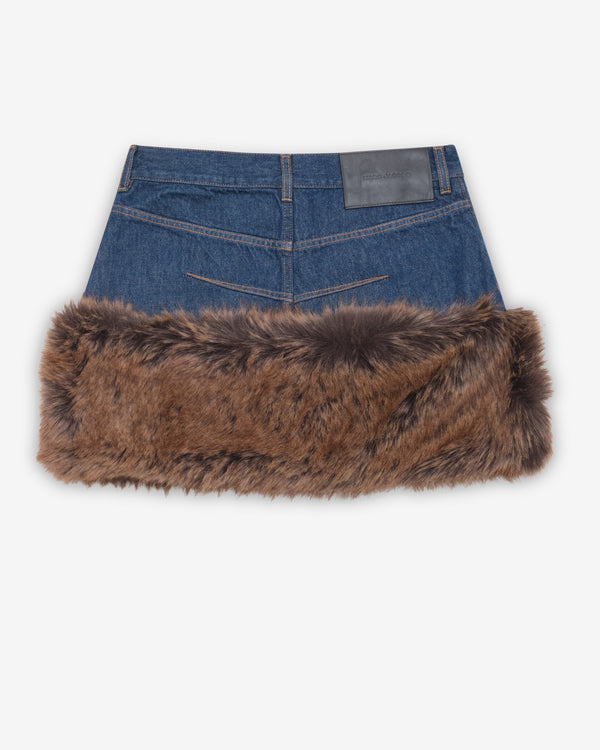 Marc Jacobs - Women's Faux Fur Denim Mini Skirt - (Dark Indigo)