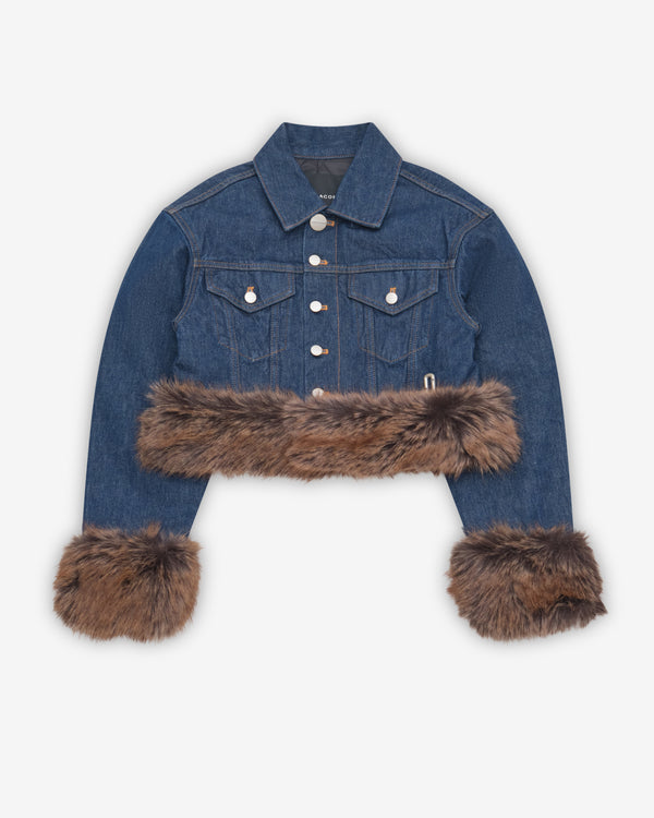 Marc Jacobs - Women's Faux Fur Shrunken Trucker Jacket - (Dark Indigo)