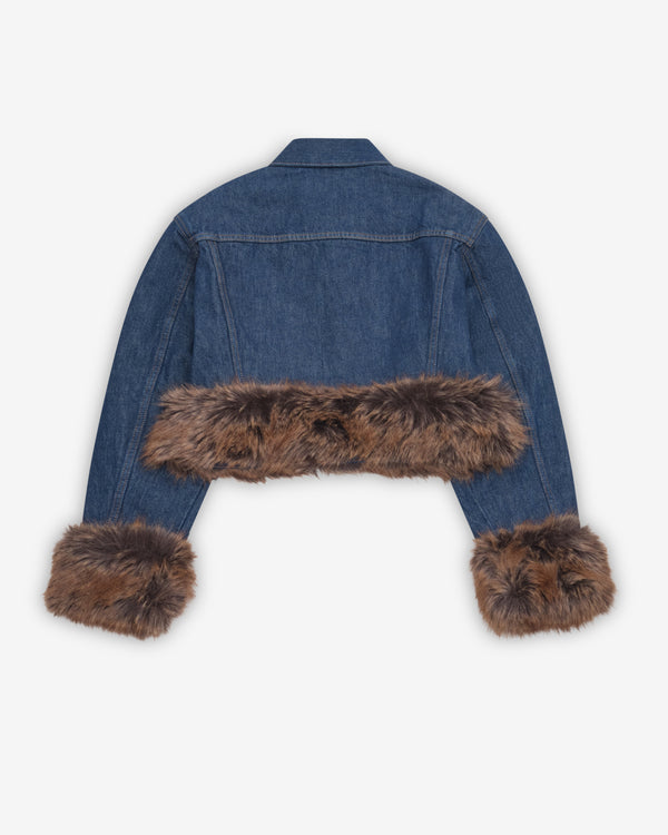 Marc Jacobs - Women's Faux Fur Shrunken Trucker Jacket - (Dark Indigo)