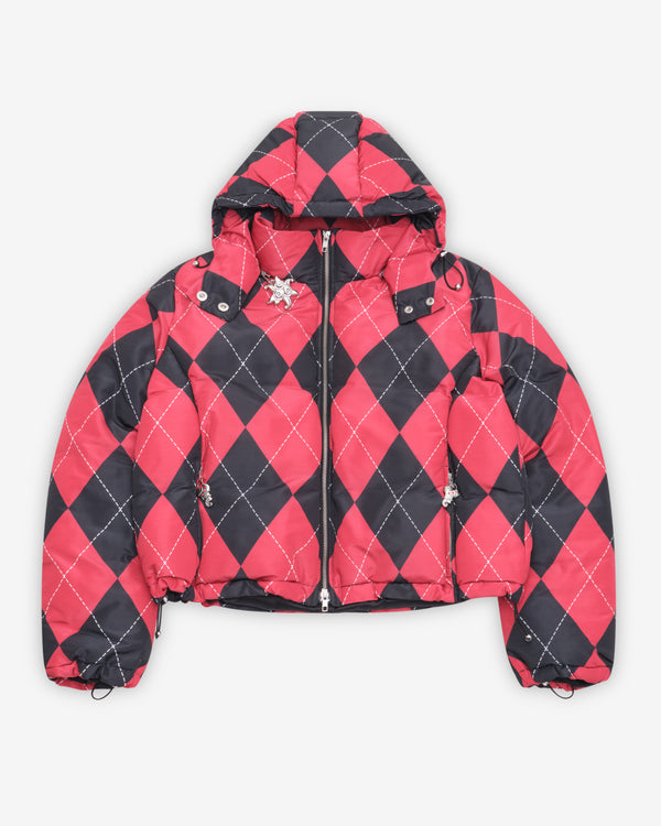 Chopova Lowena - Women's Argyle Puffer Jacket - (Red/Black)