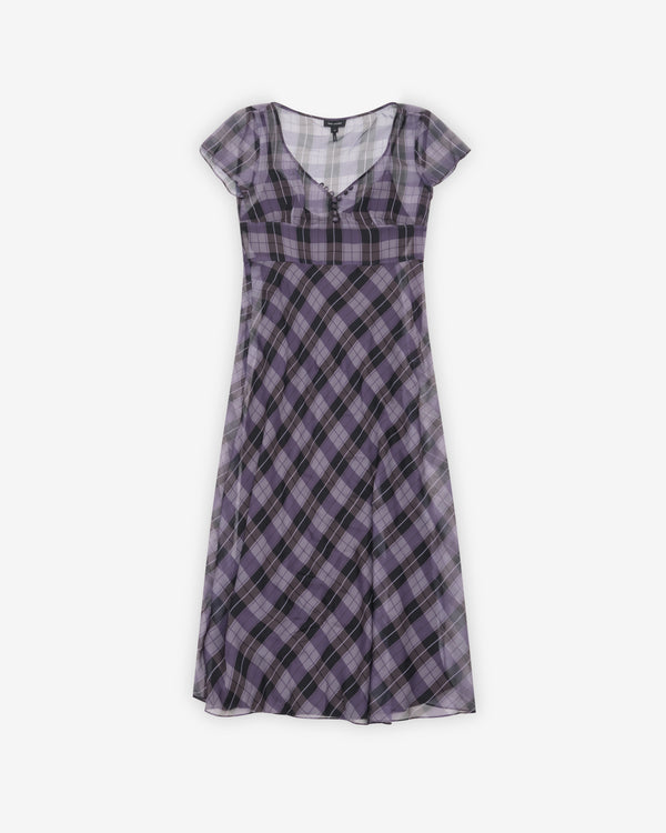 Marc Jacobs - Women's Plaid Chiffon Midi Dress - (Purple)