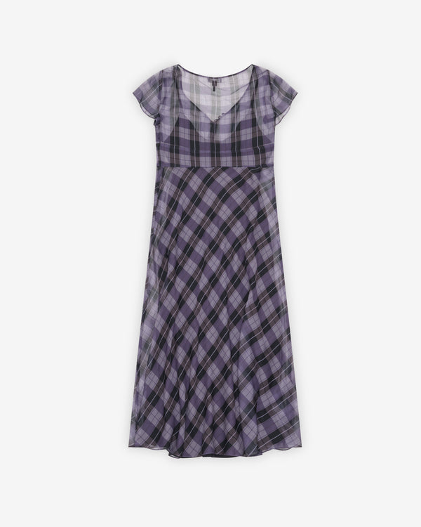 Marc Jacobs - Women's Plaid Chiffon Midi Dress - (Purple)