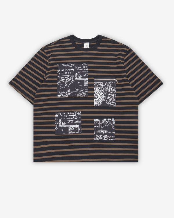 Westfall - Men's Striped Patch T-Shirt - (Black/Brown)