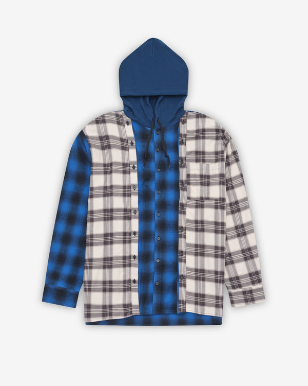 Westfall - Men's Triple Placket Hooded Overshirt - (Blue/White)