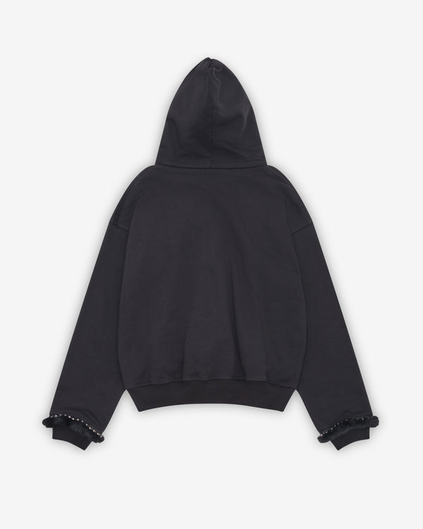 Chopova Lowena - Women's Black Fuzzy Pearl Zip Hoodie - (Black)