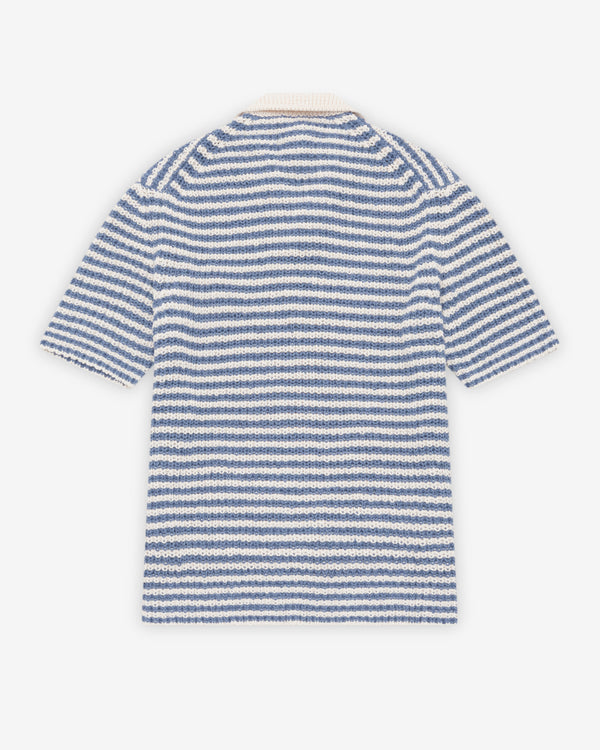Aman x Kim Jones - Women's Striped Knit Polo Shirt - (Blue/White)