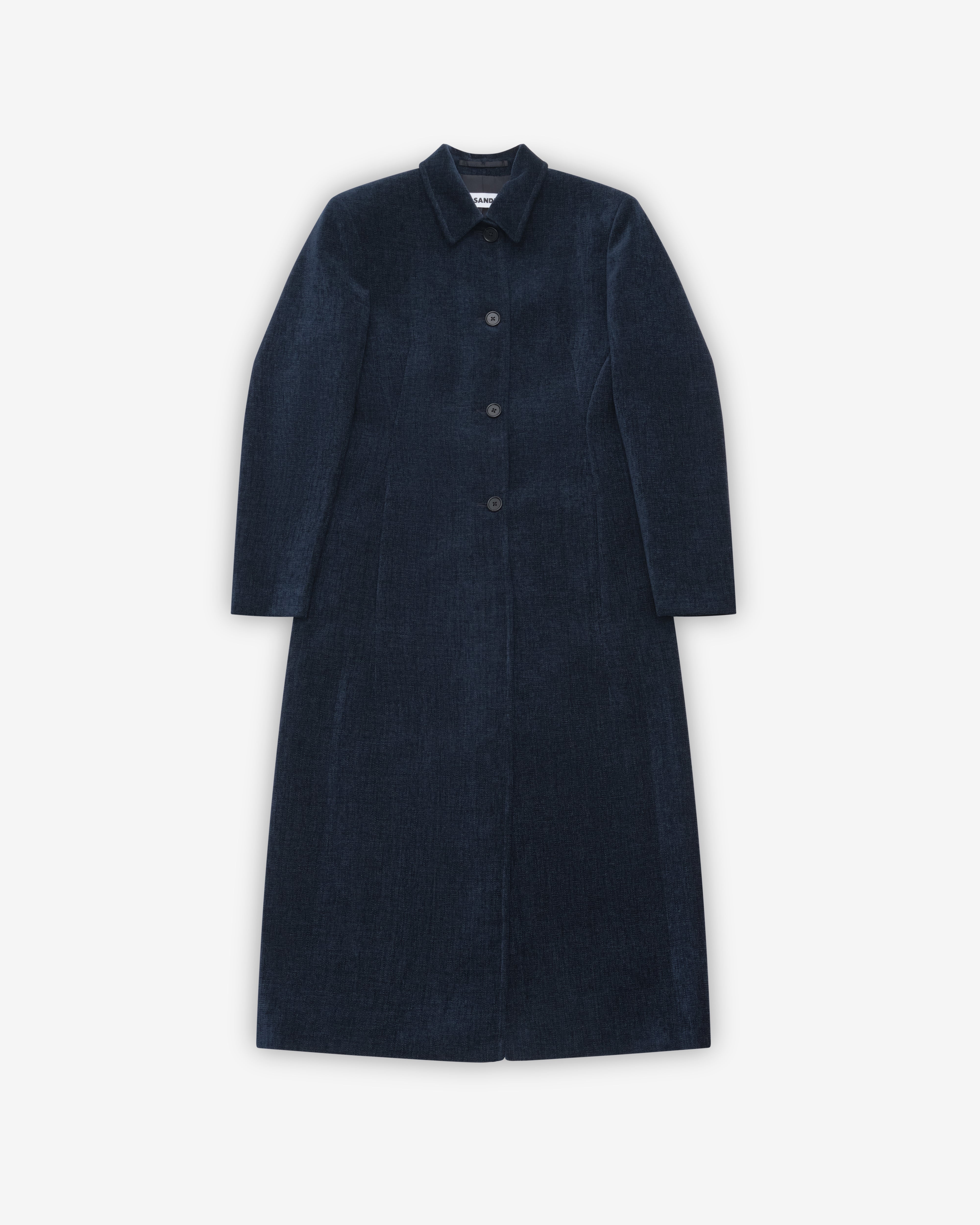 Jil Sander: Women's Longline Velvet Coat (Midnight) | DSMNY E-SHOP