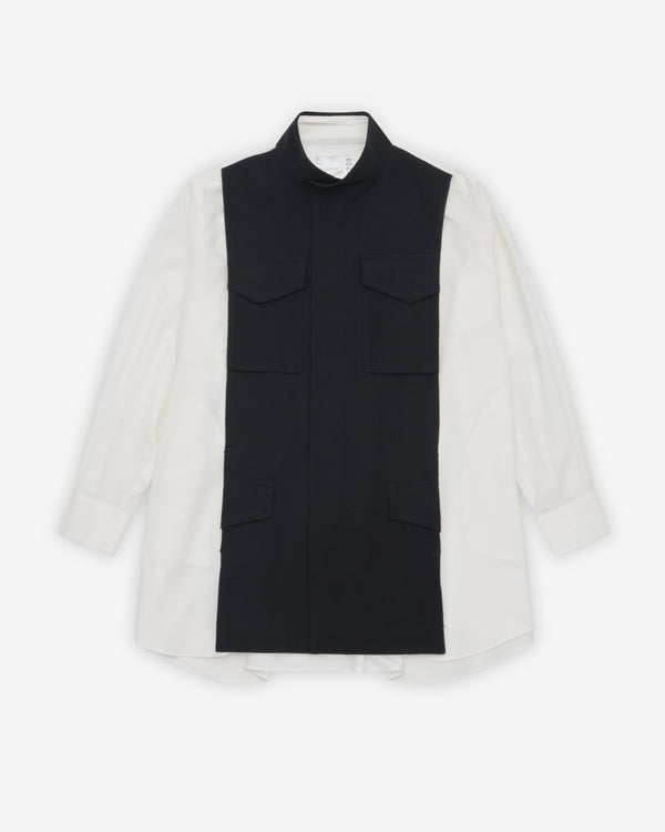 Sacai - Women's Suiting x Crepe Satin Shirt - (Off White)