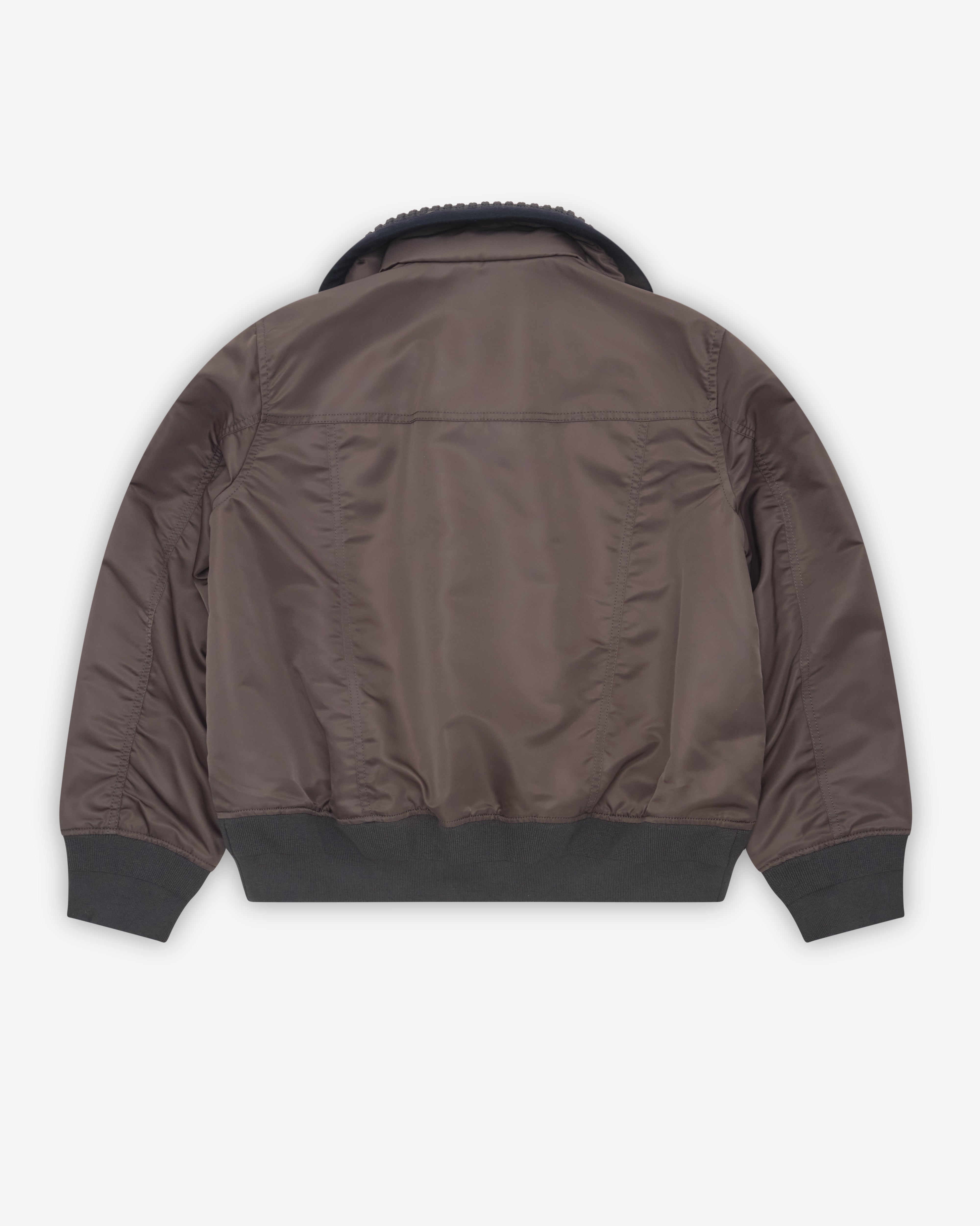 Sacai: Women's Nylon Twill Wool Melton Blouson (Dark Khaki