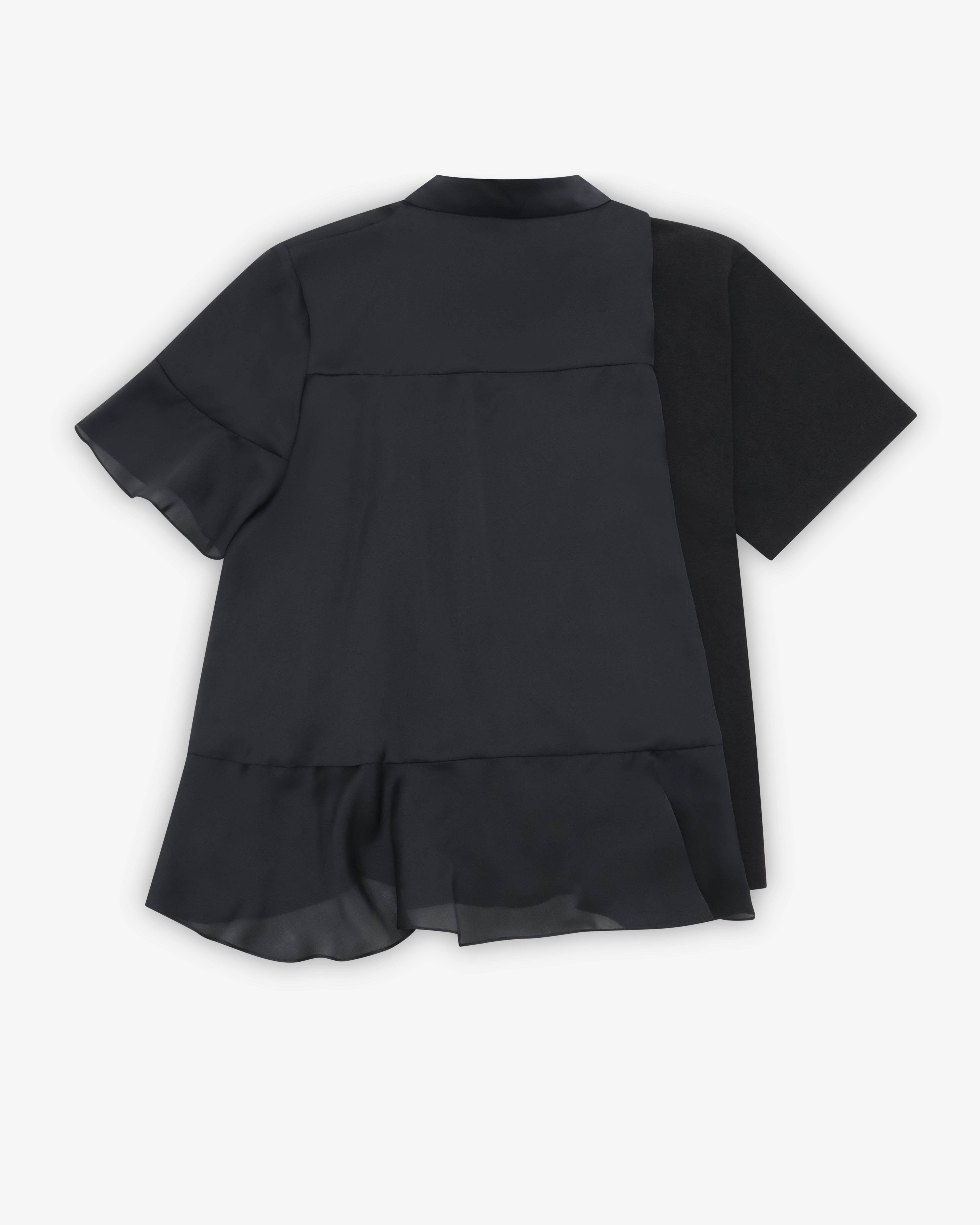 Sacai: Women's Satin X Cotton Jersey T-Shirt (Black) | DSMNY E-SHOP