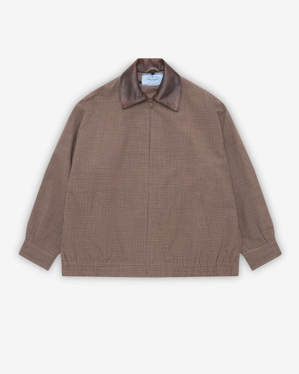 Prada - Women's Houndstooth Wool Blouson Jacket - (Tobacco)
