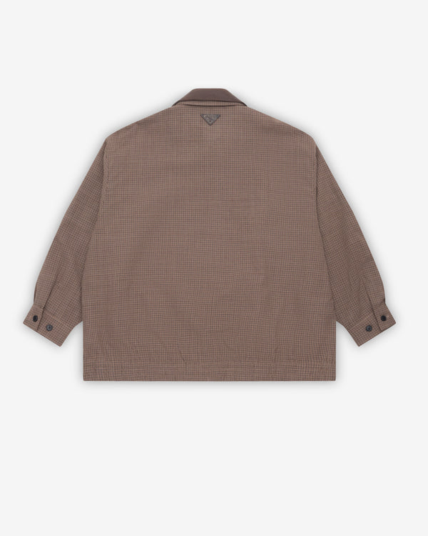 Prada - Women's Houndstooth Wool Blouson Jacket - (Tobacco)