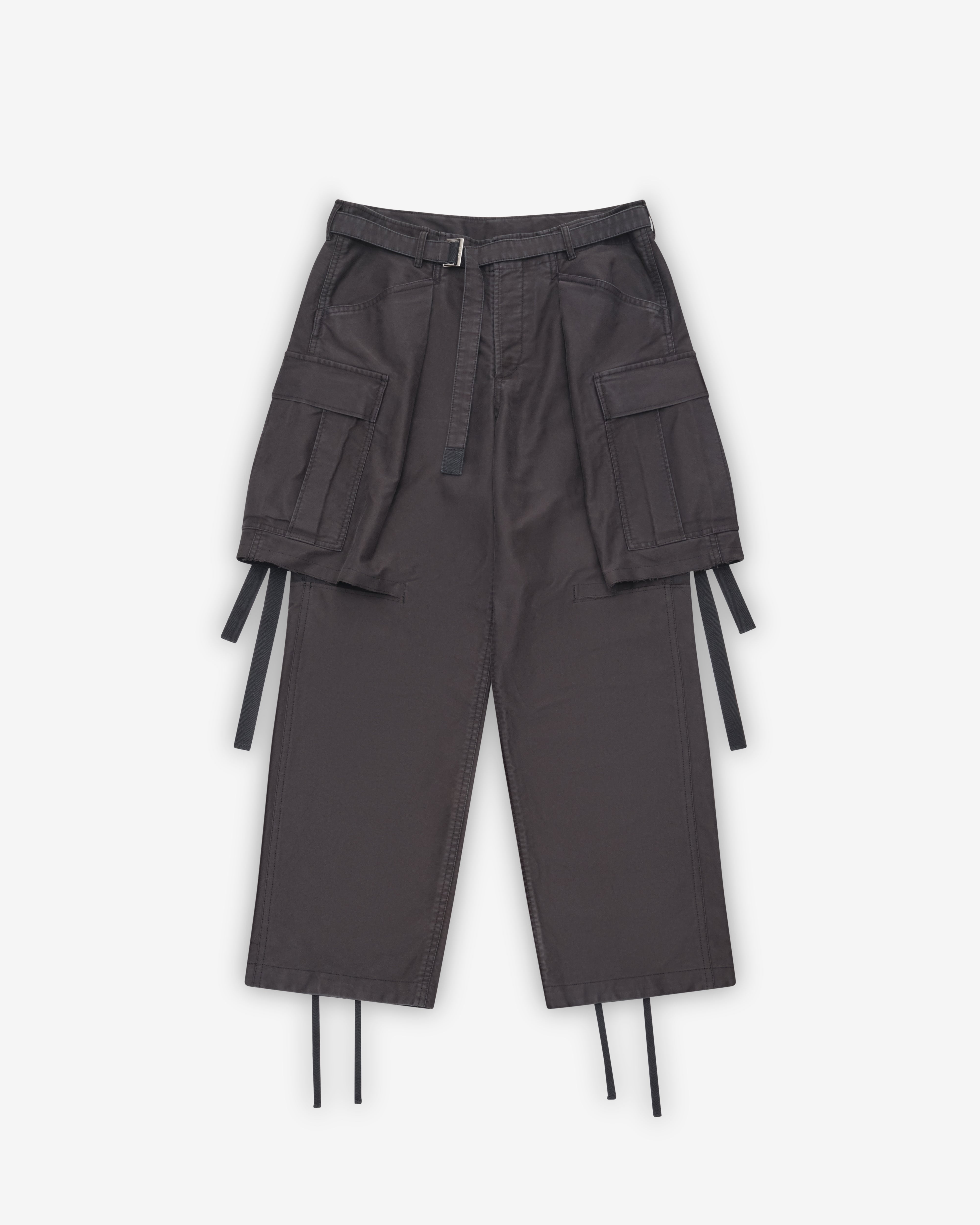 Sacai: Men's Sueded Cotton Pants (Black) | DSMNY E-SHOP