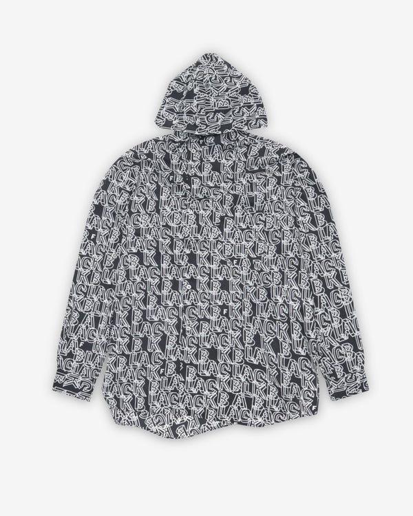 Black Comme des Garçons - All-Over Logo Hoodie - (Black/White)