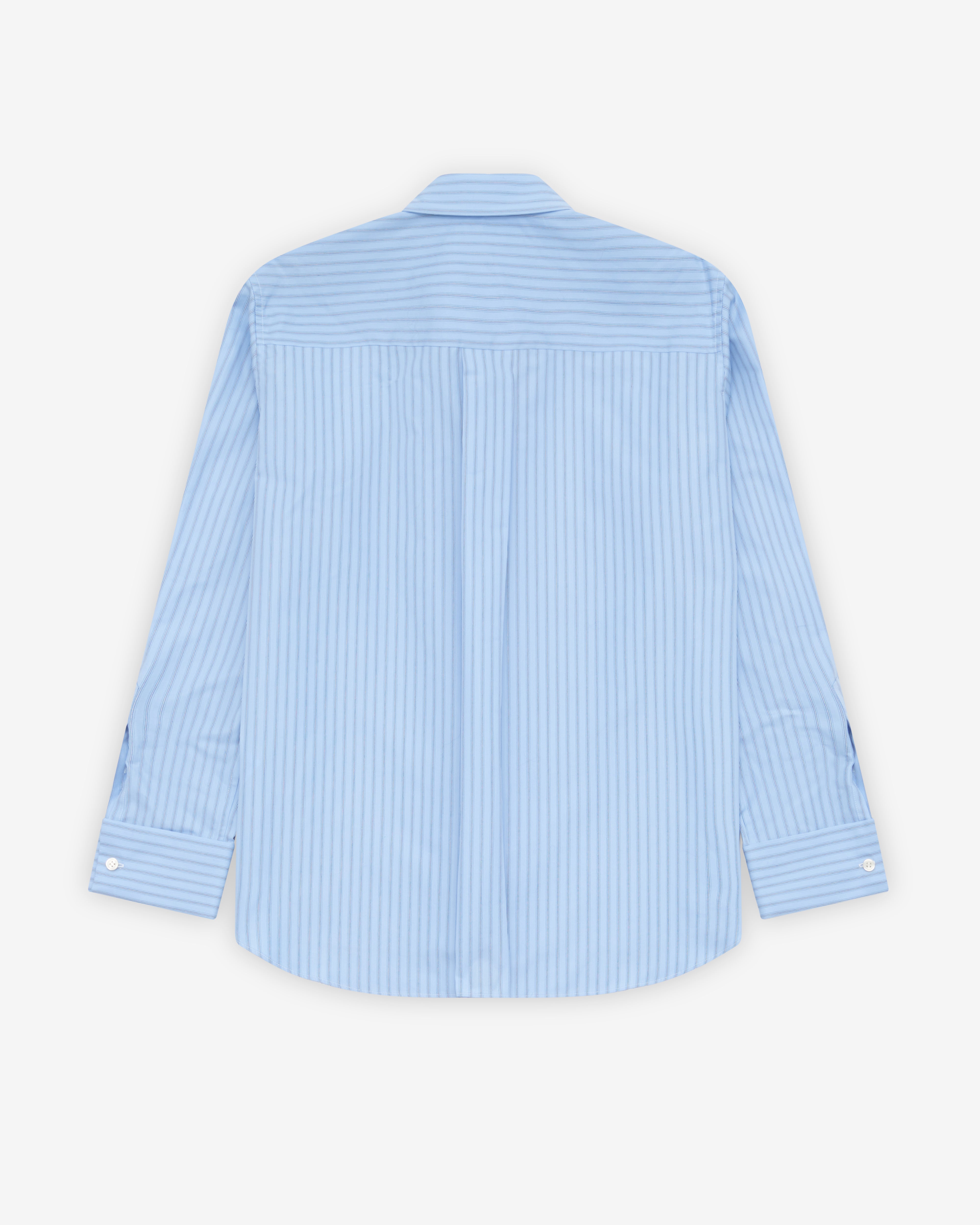 Sacai: Women's Poplin Shirt (Light Blue Stripe) | DSMNY E-SHOP