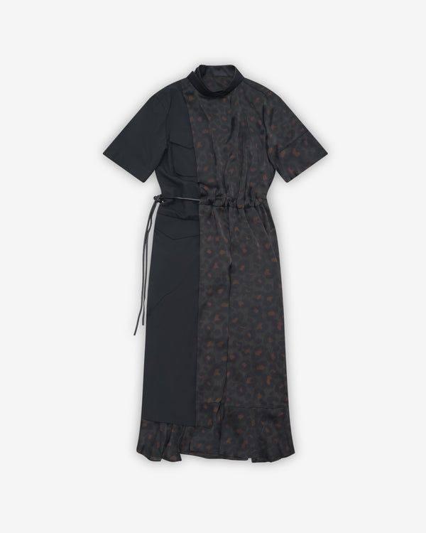 Sacai - Women's Leopard X Suiting Dress - (Black/Khaki)