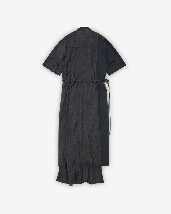 Sacai - Women's Leopard X Suiting Dress - (Black/Khaki)