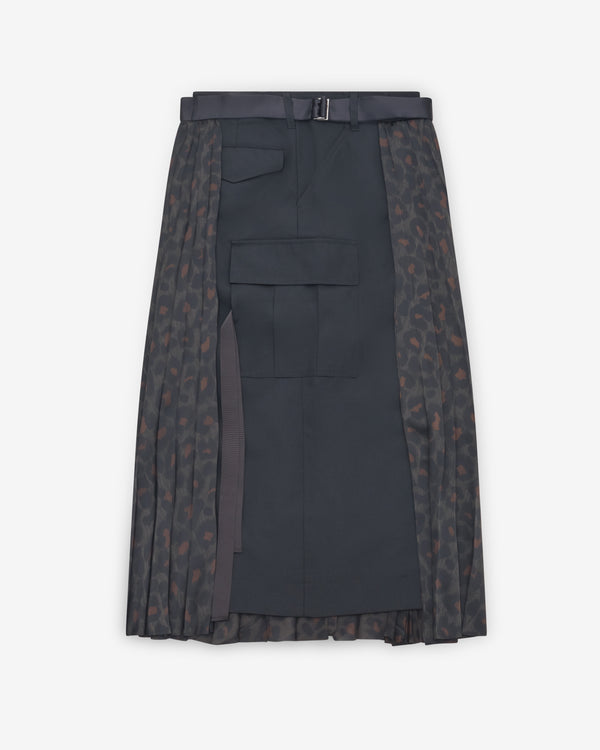 Sacai - Women's Leopard X Suiting Skirt - (Black/Khaki)