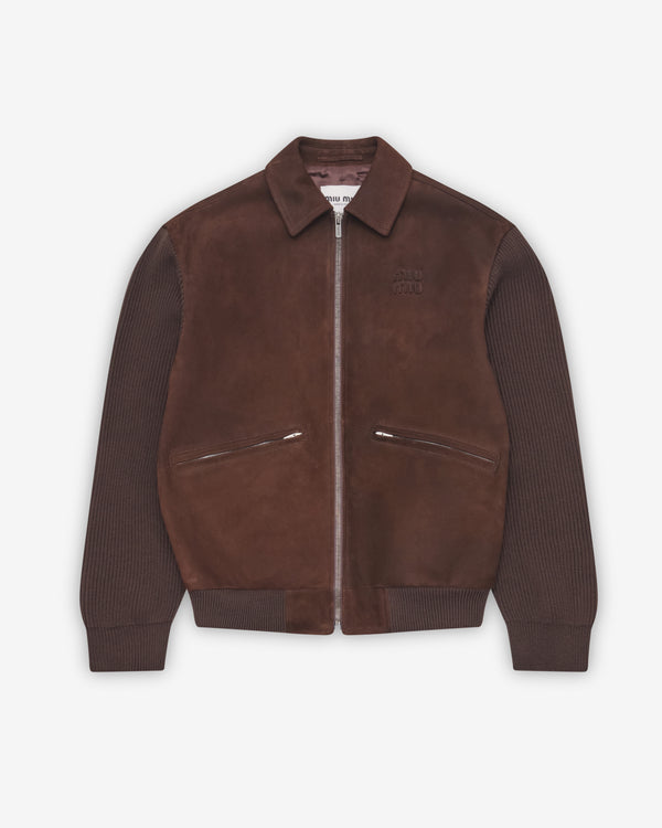 Miu Miu - Women's Waxed Suede Blouson Jacket - (Sienna)