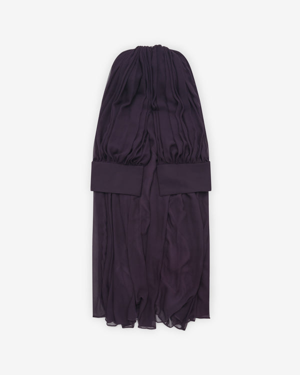 Institution - Women's Draped Silk Maxi Dress - (Midnight Plum)