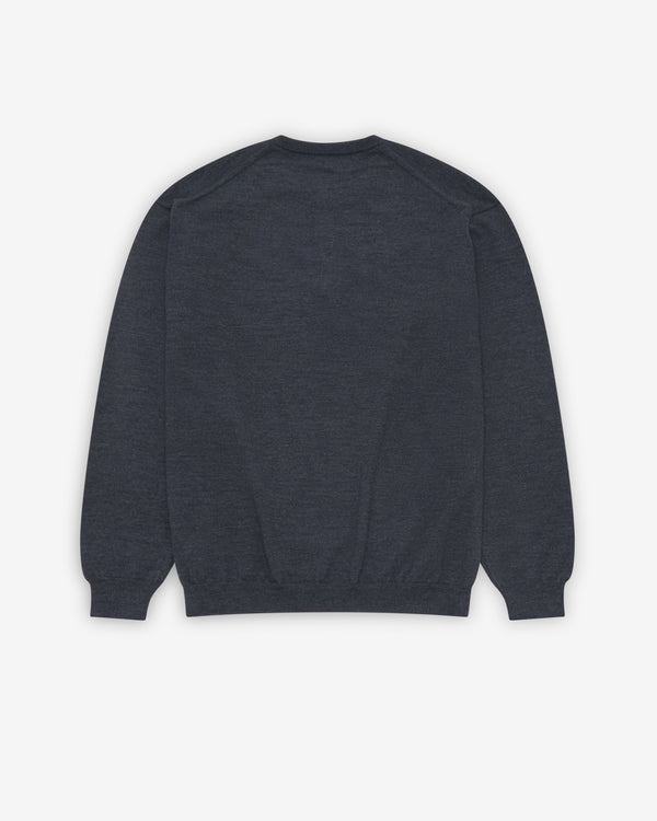 A.Presse - Men's Knit Henley Neck Sweater - (Charcoal)