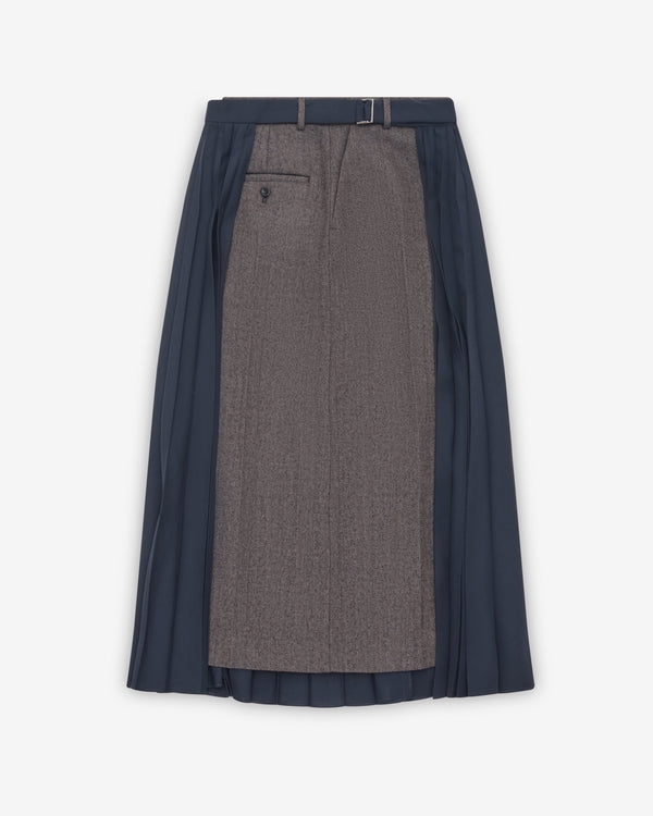 Sacai - Women's Double-Faced Herringbone X Suiting Skirt - (Khaki/Navy)