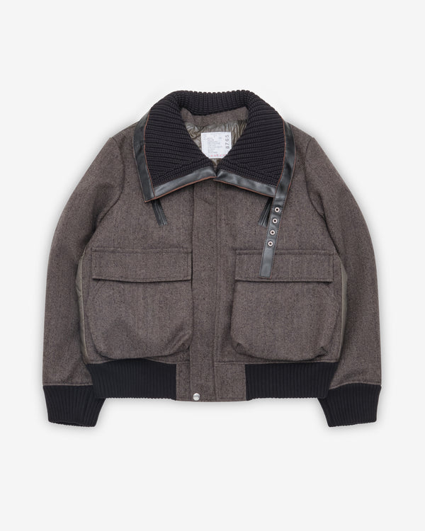 Sacai - Women's Doublefaced Herringbone Puffer - (Brown/Khaki)