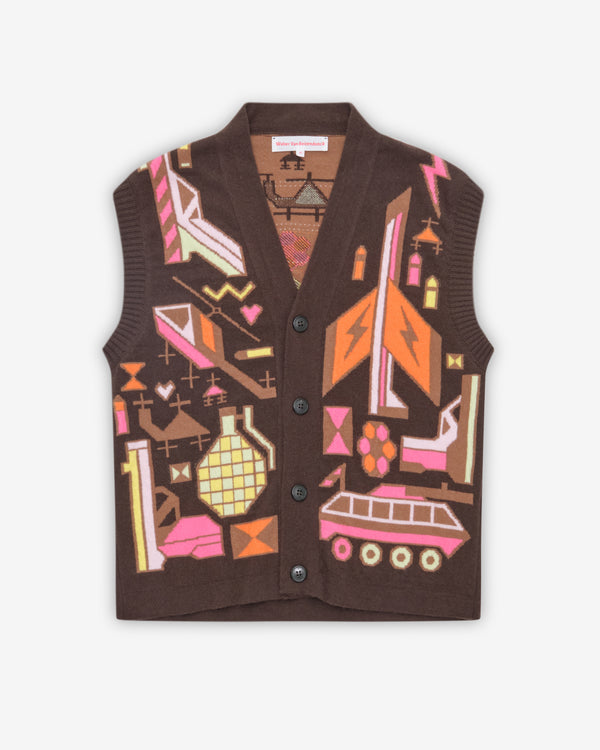 Walter Van Beirendonck - Men's Stop War Cardigan - (Brown)
