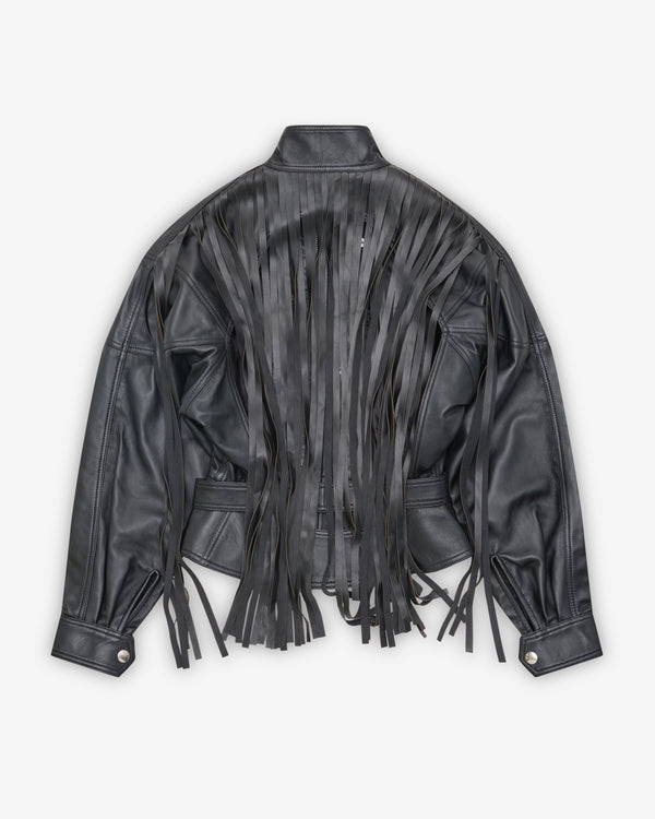 Vaquera - Women's Leather Fringe Jacket - (Black)