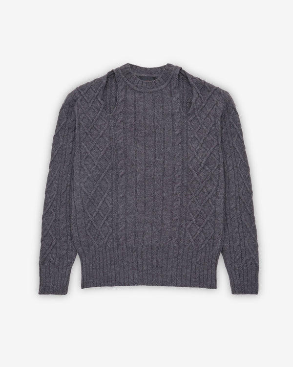 Simone Rocha - Men's Cable Knit Slash Jumper - (Charcoal)