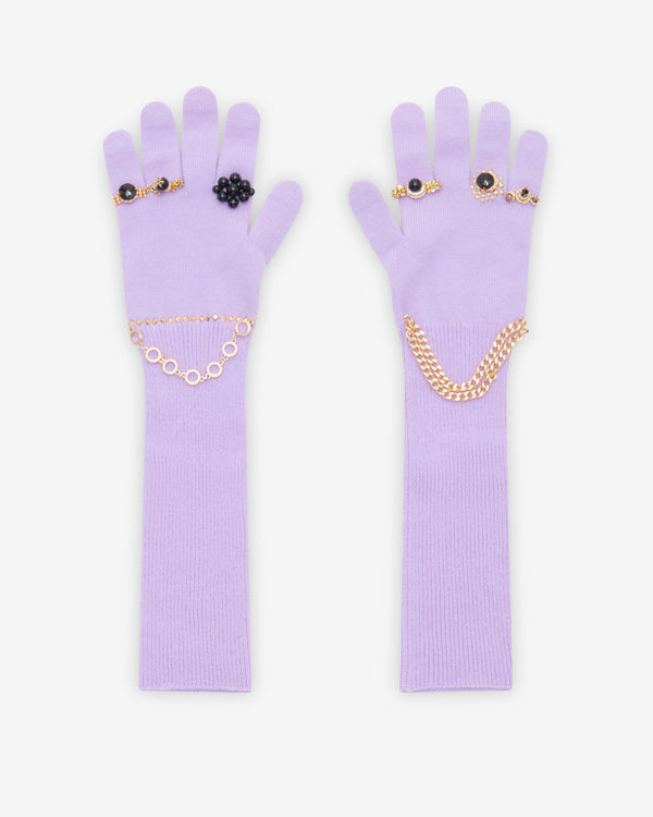 Doublet - Women's Jewelry Attached Long Gloves - (Pink)