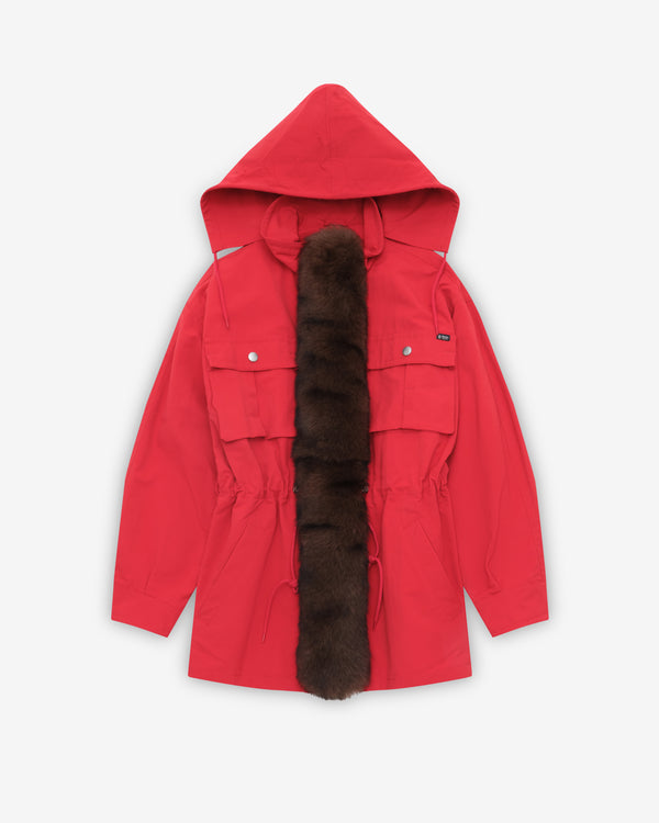 Prada - Women's Technical Fabric Parka With Shearling Trim - (Red)