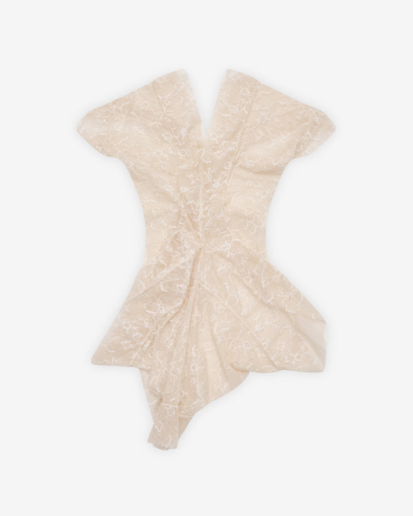 Colleen Allen - Women's Lace Draped Ruffle Blouse - (Ivory)