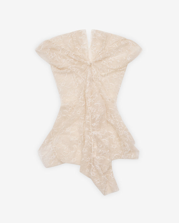 Colleen Allen - Women's Lace Draped Ruffle Blouse - (Ivory)