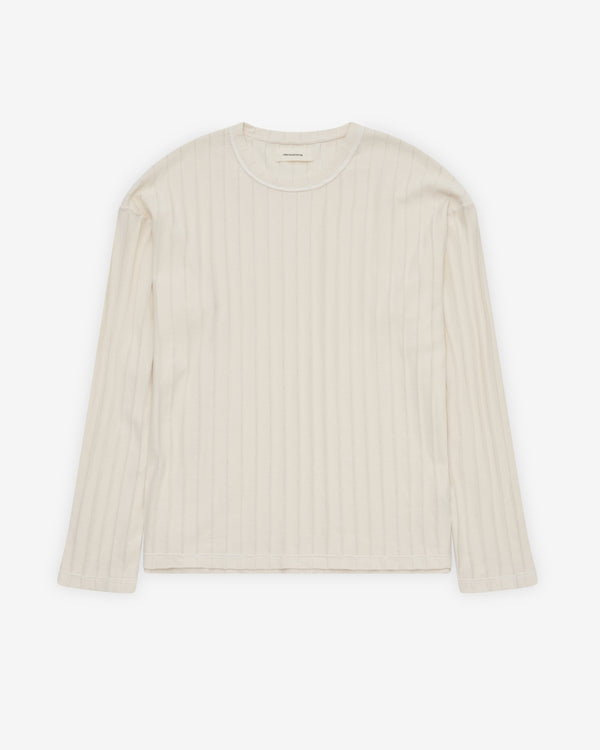 mfpen - Men's Round Neck Sweater - (Ecru Inverted Ajour Stripe)