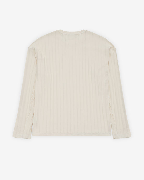 mfpen - Men's Round Neck Sweater - (Ecru Inverted Ajour Stripe)
