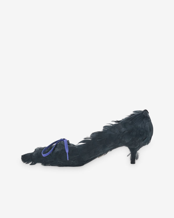 Prada - Women's Feather-Embellished Satin Pumps - (Black)