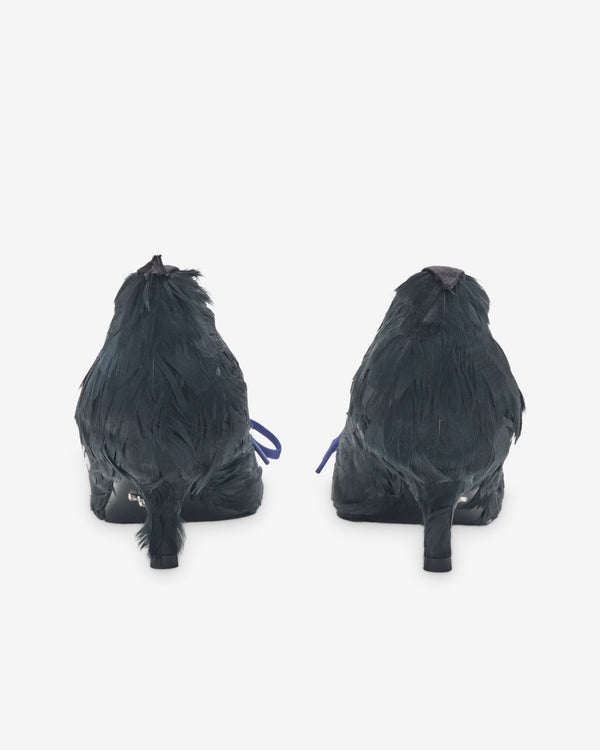 Prada - Women's Feather-Embellished Satin Pumps - (Black)