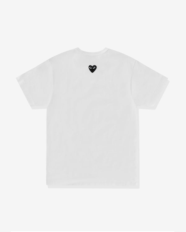 Play - Unisex Back Black Heart T-Shirt - (White)