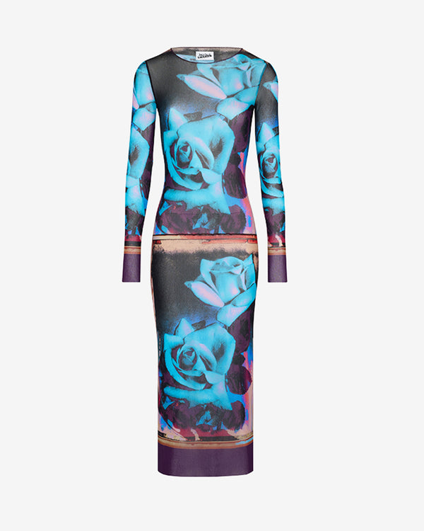 Jean Paul Gaultier - Women's Mesh Long Sleeve Dress - (Purple/Blue)