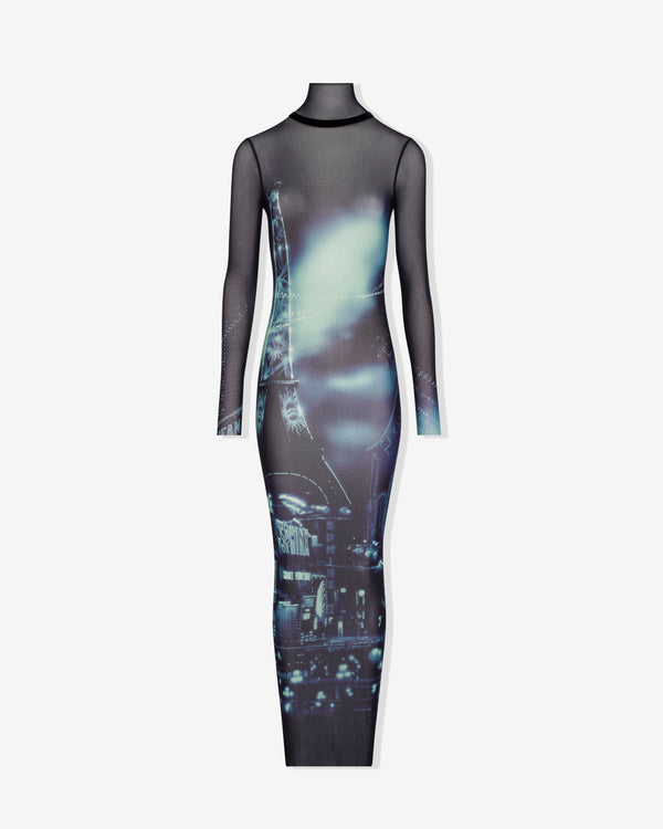 Jean Paul Gaultier - Women's Turtleneck Mesh Long Dress - (Navy)